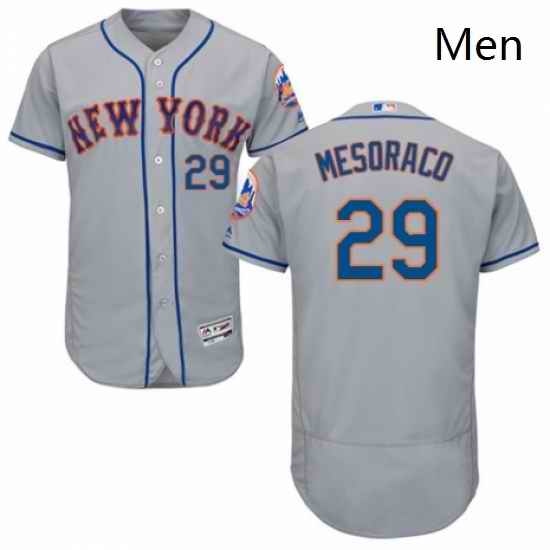 Mens Majestic New York Mets 29 Devin Mesoraco Grey Road Flex Base Authentic Collection MLB Jersey